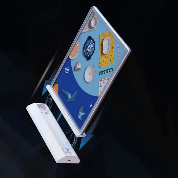 PANTALLA ILUMINADA A4 DE DOBLE CARA CON BATERÍA – VERSIÓN MAGNÉTICA (MODELO PLATEADO) - Imagen 4