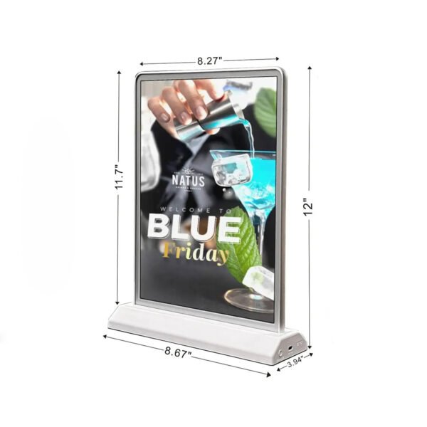 PANTALLA ILUMINADA A4 DE DOBLE CARA CON BATERÍA – VERSIÓN MAGNÉTICA (MODELO PLATEADO) - Imagen 2